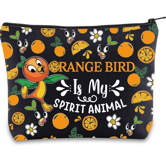 JNIAP Handbags - New! Orange Bird Character Spirit Cosmetic Bag Pouch Black White Travel Vacation